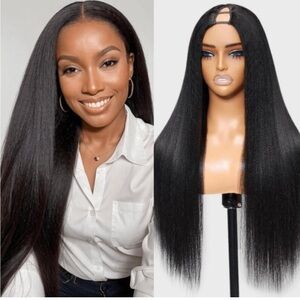 Julia Hair V Part Human Hair Wig 20inch straight natural color Yaki Wig